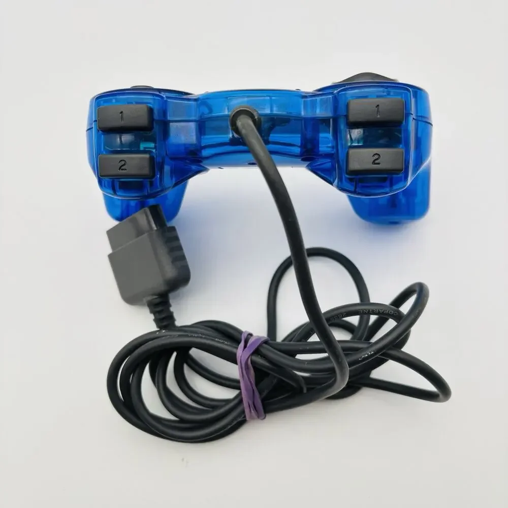 Madcatz Dual Force PS1 & PS2 Controller Clear Blue #8002 Tested Works.